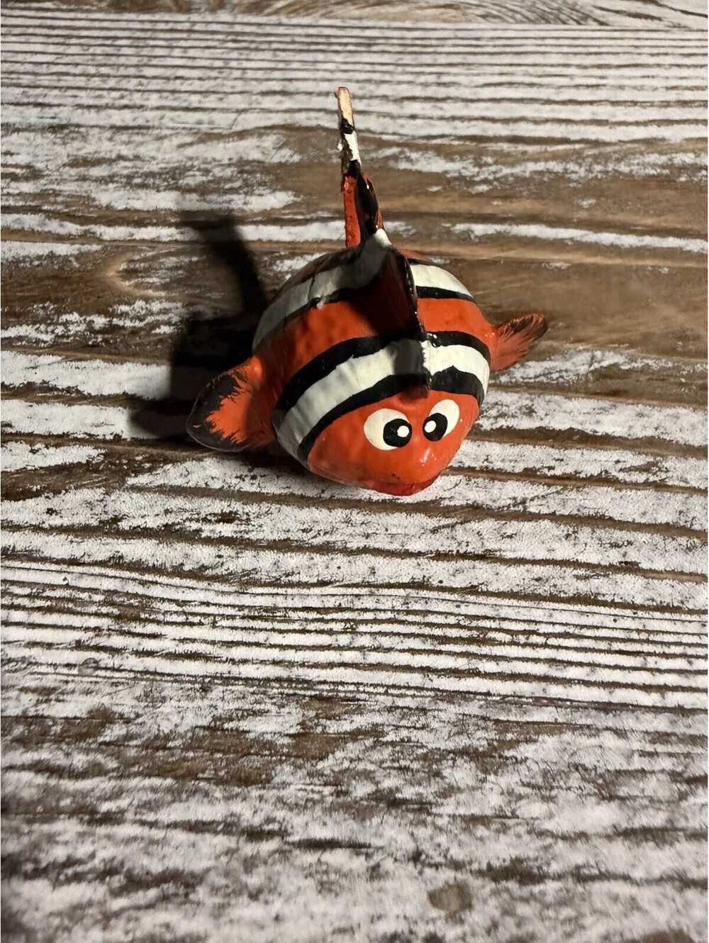 Handmade Mexican Wooden Bobblehead Clownfish
